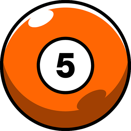 number 5 orange pool ball